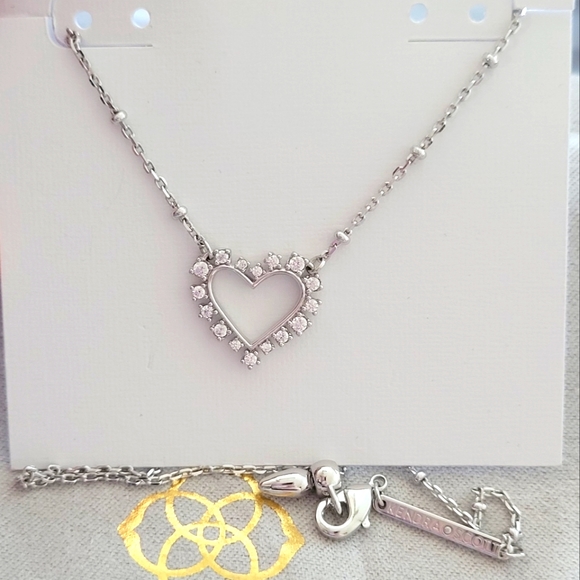 Kendra Scott Jewelry - SALE: Kendra Scott Ari Silver Tone Heart Open Frame With Clear Crystals